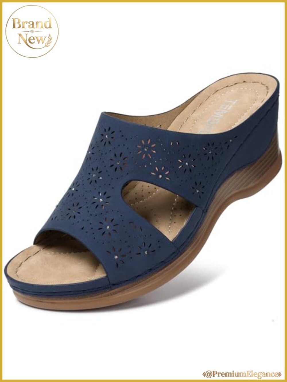 Women's Wedge Sandals with PU Leather and Rhinestone Accents